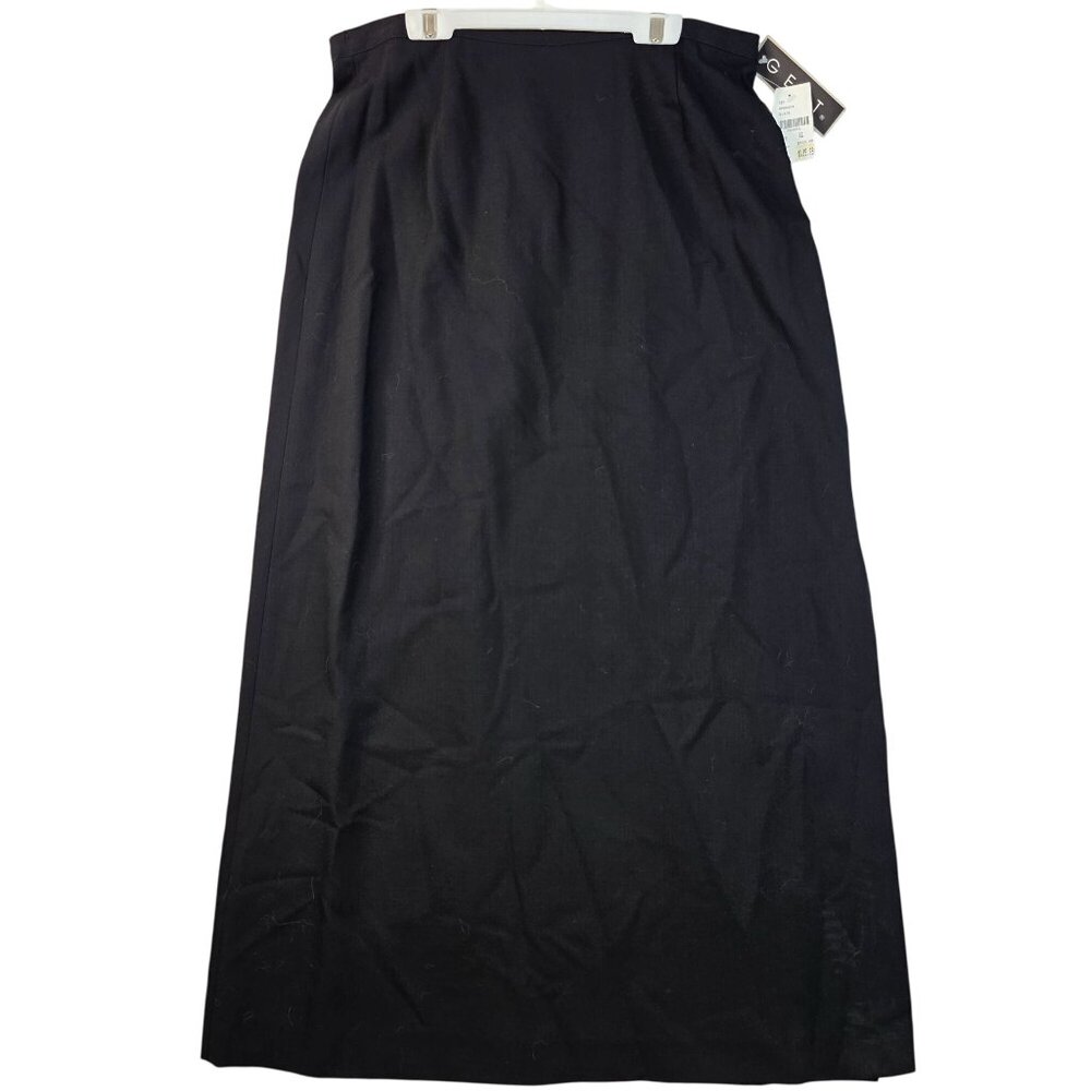 Wool Maxi Skirt XLarge Black Split Detail Classic Long Length by Gett New